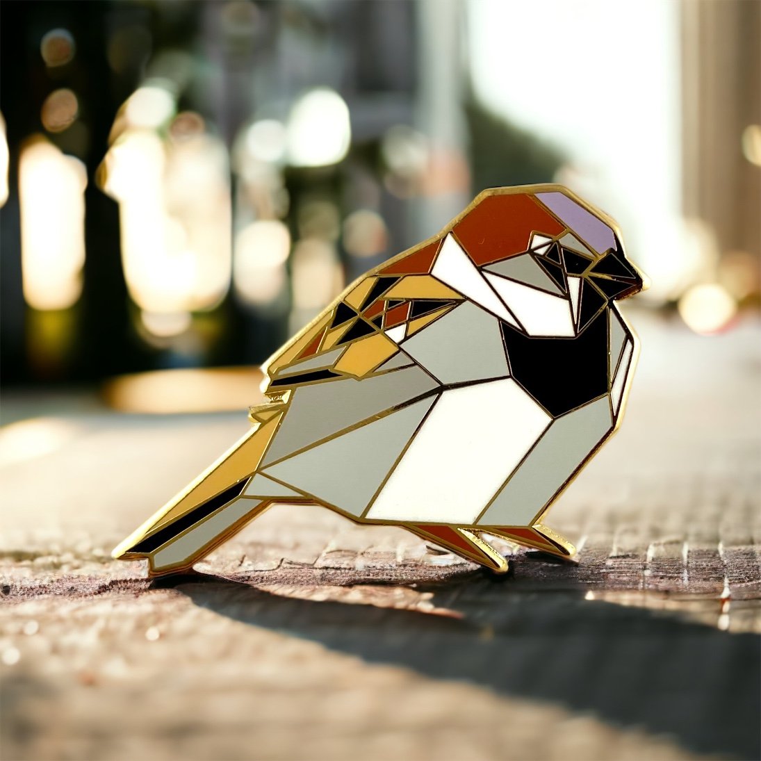 Male Sparrow Enamel Pin