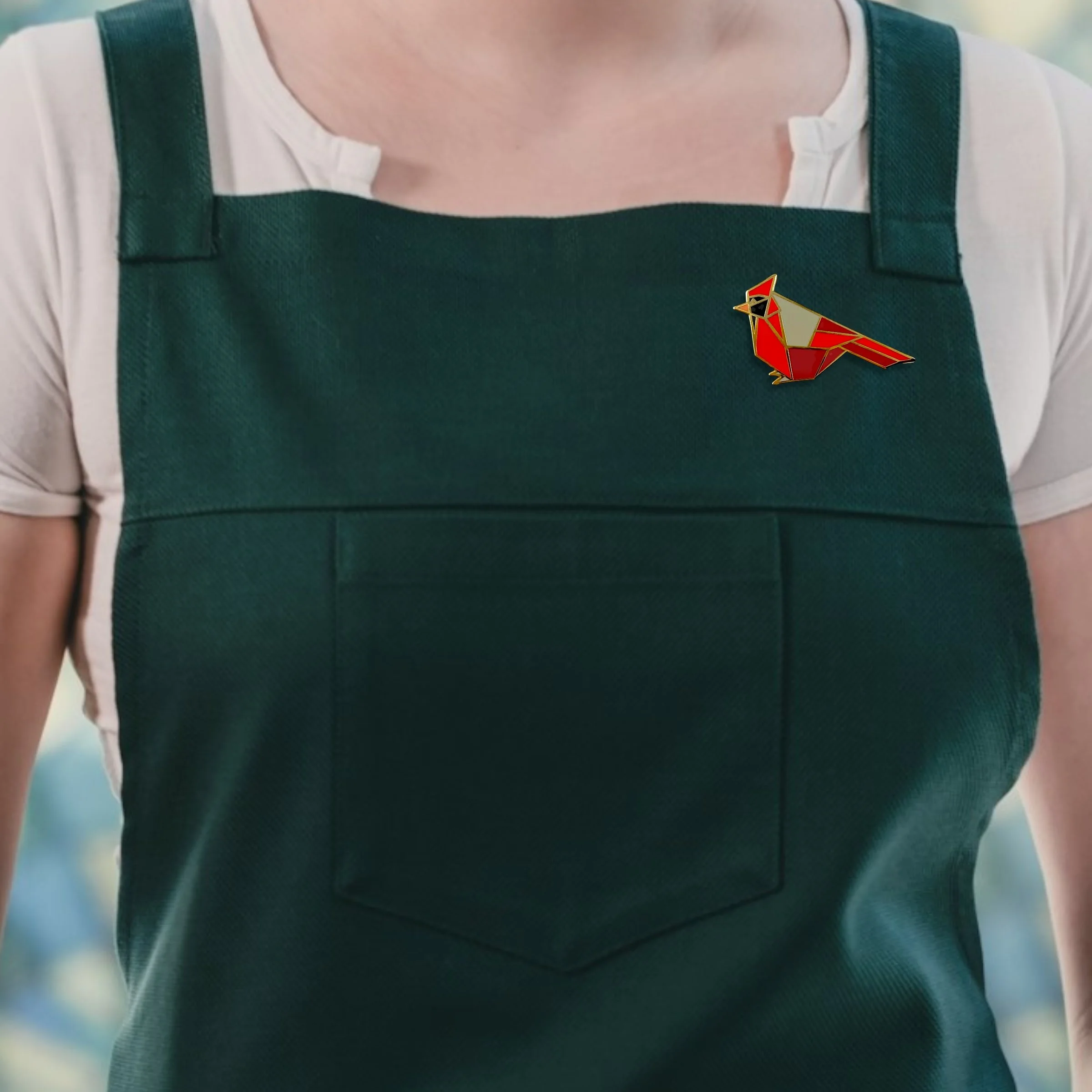 northern cardinal bird enamel pin