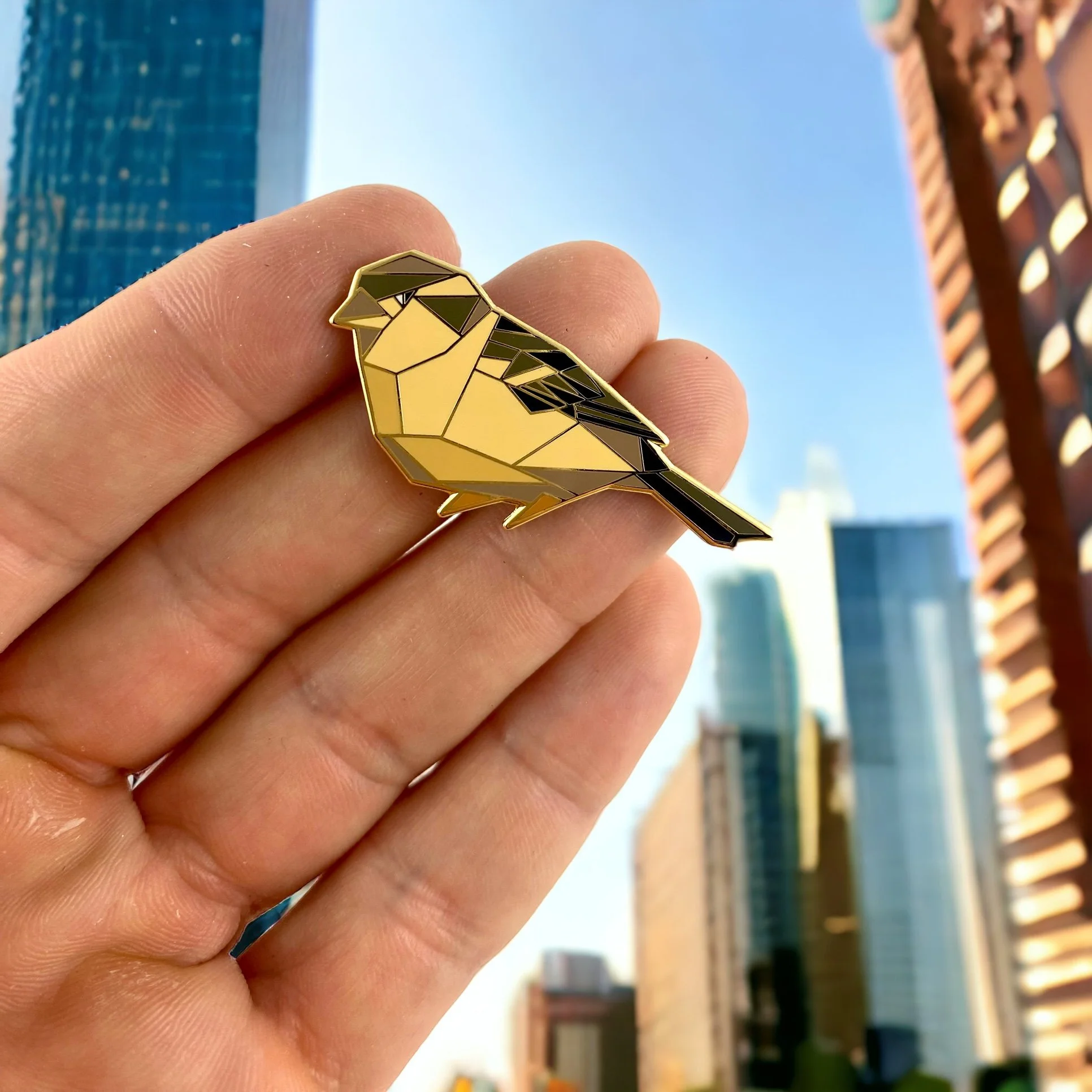 Female House Sparrow Enamel Pin