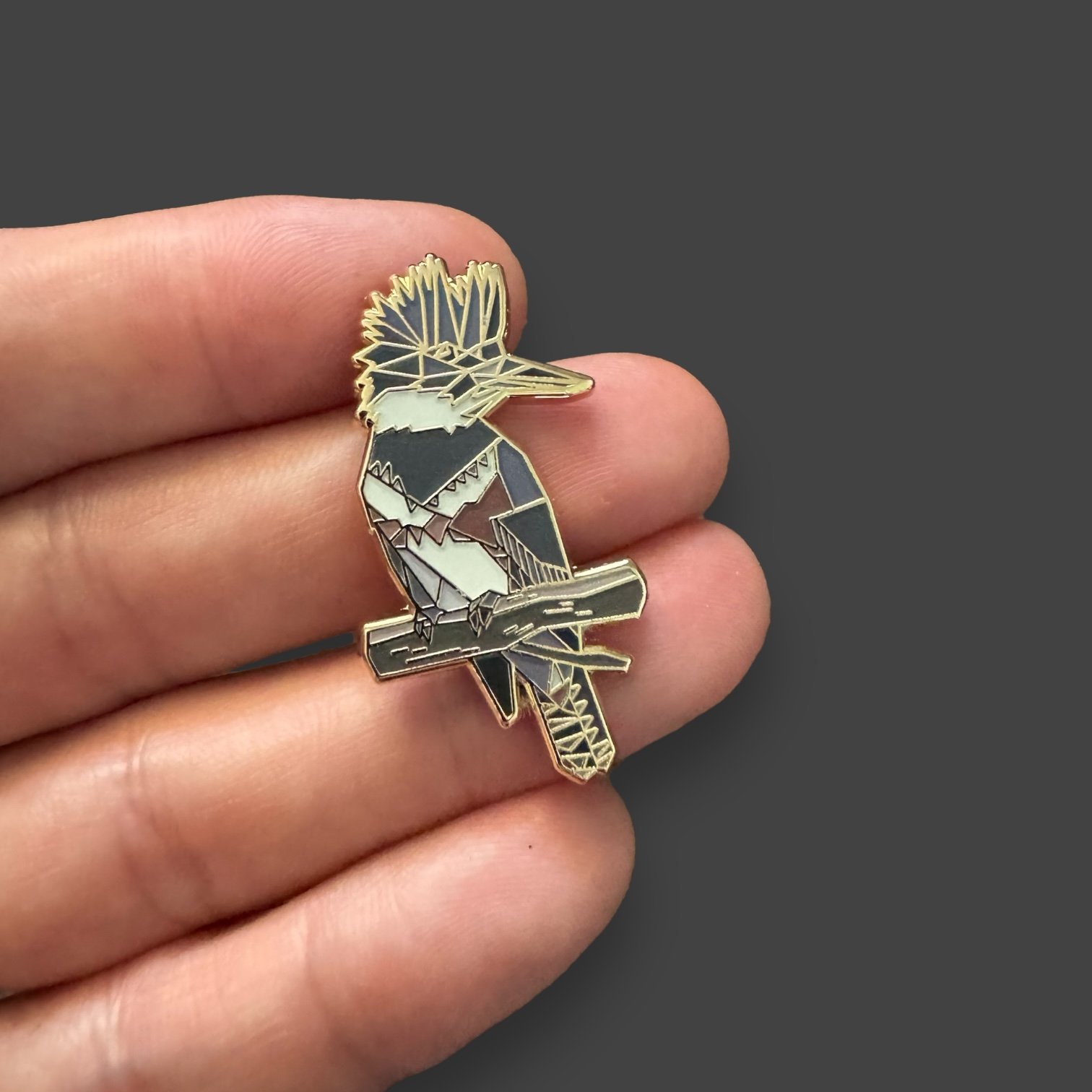 belted kingfisher bird enamel pin birding gift