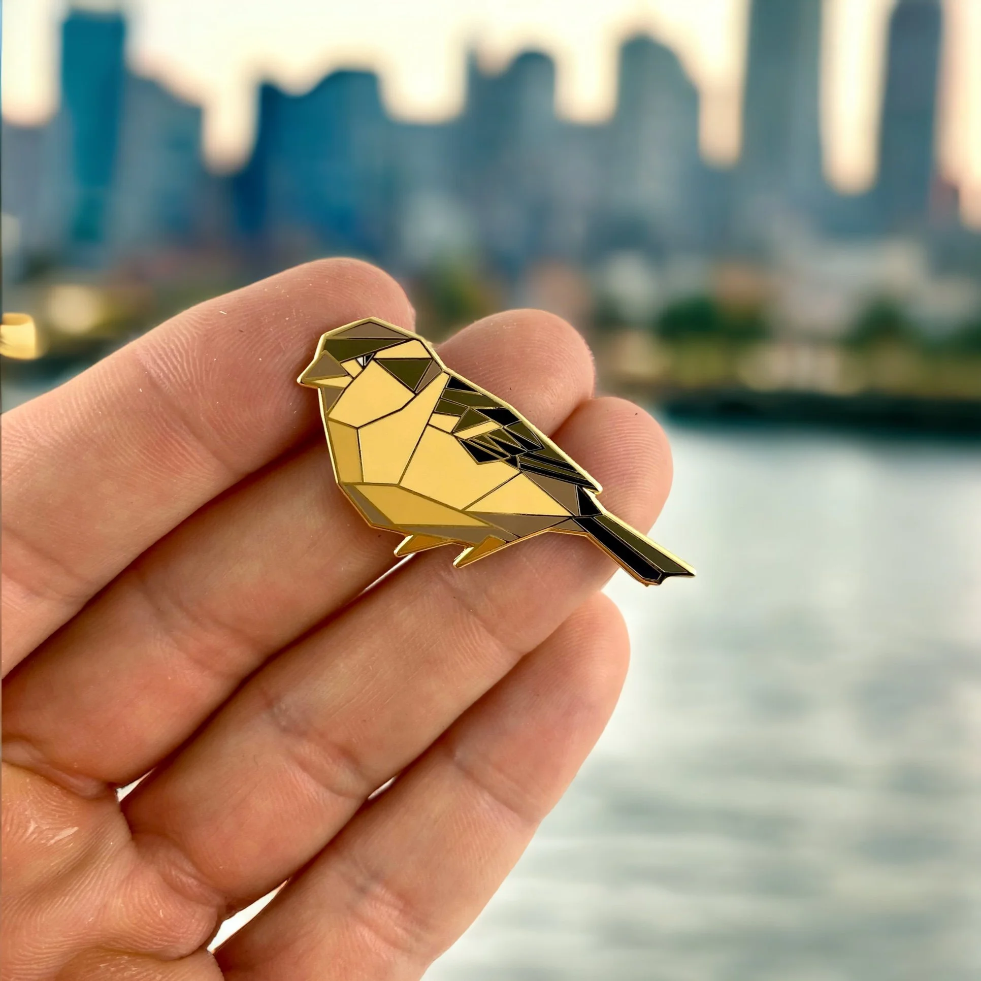 Female House Sparrow Enamel Pin