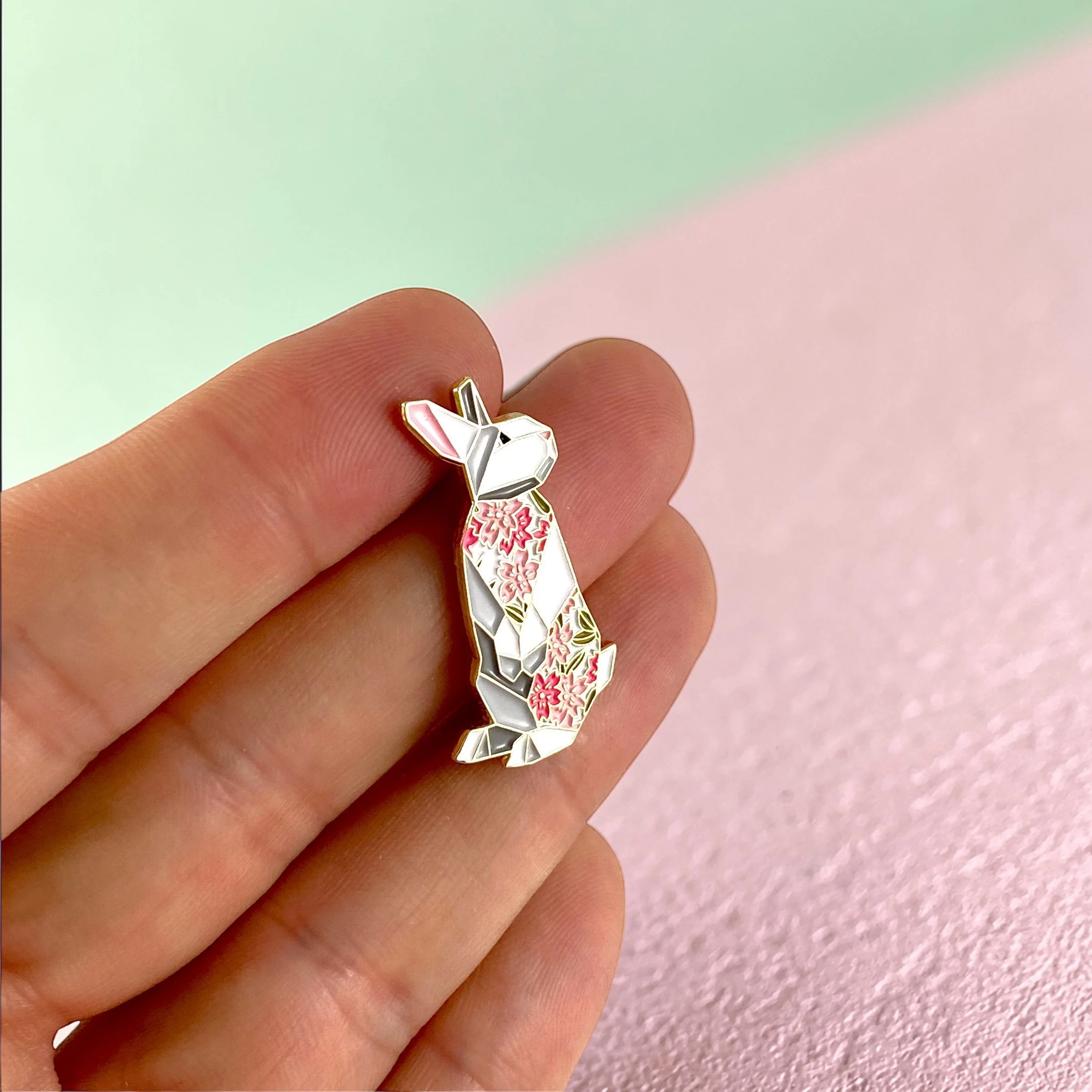 White rabbit enamel pin bunny gift