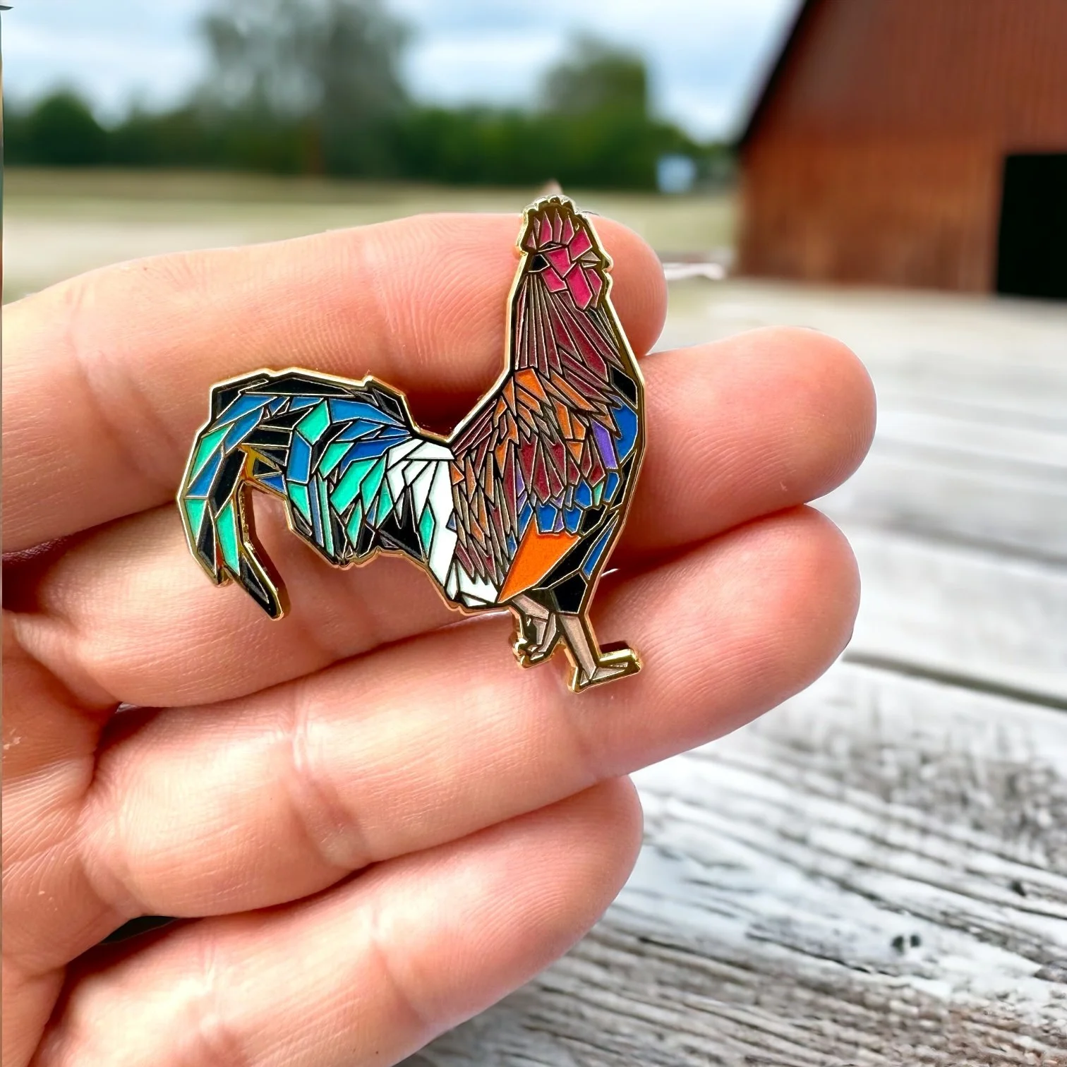 Rooster hard enamel pin chicken lover gift
