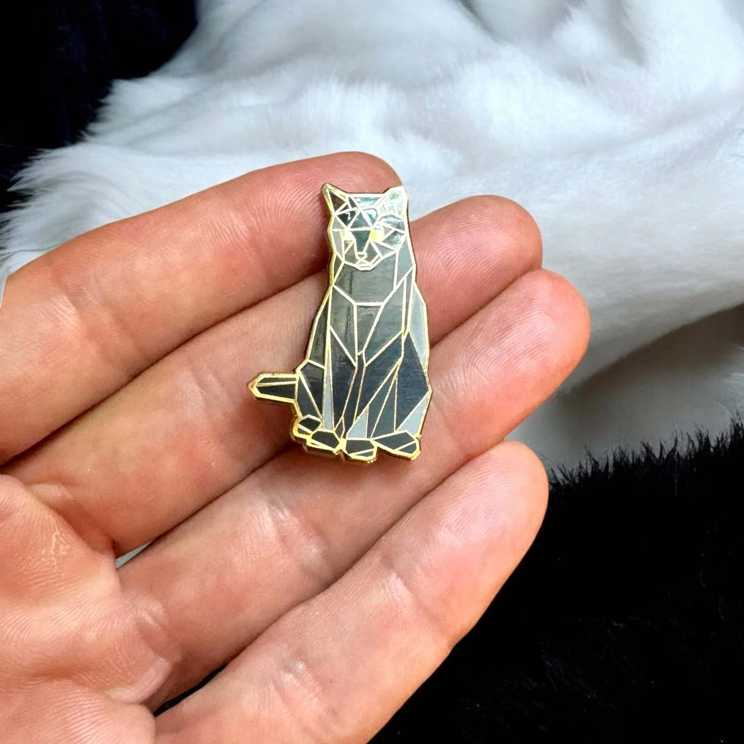 Black cat enamel pin cat lover gift