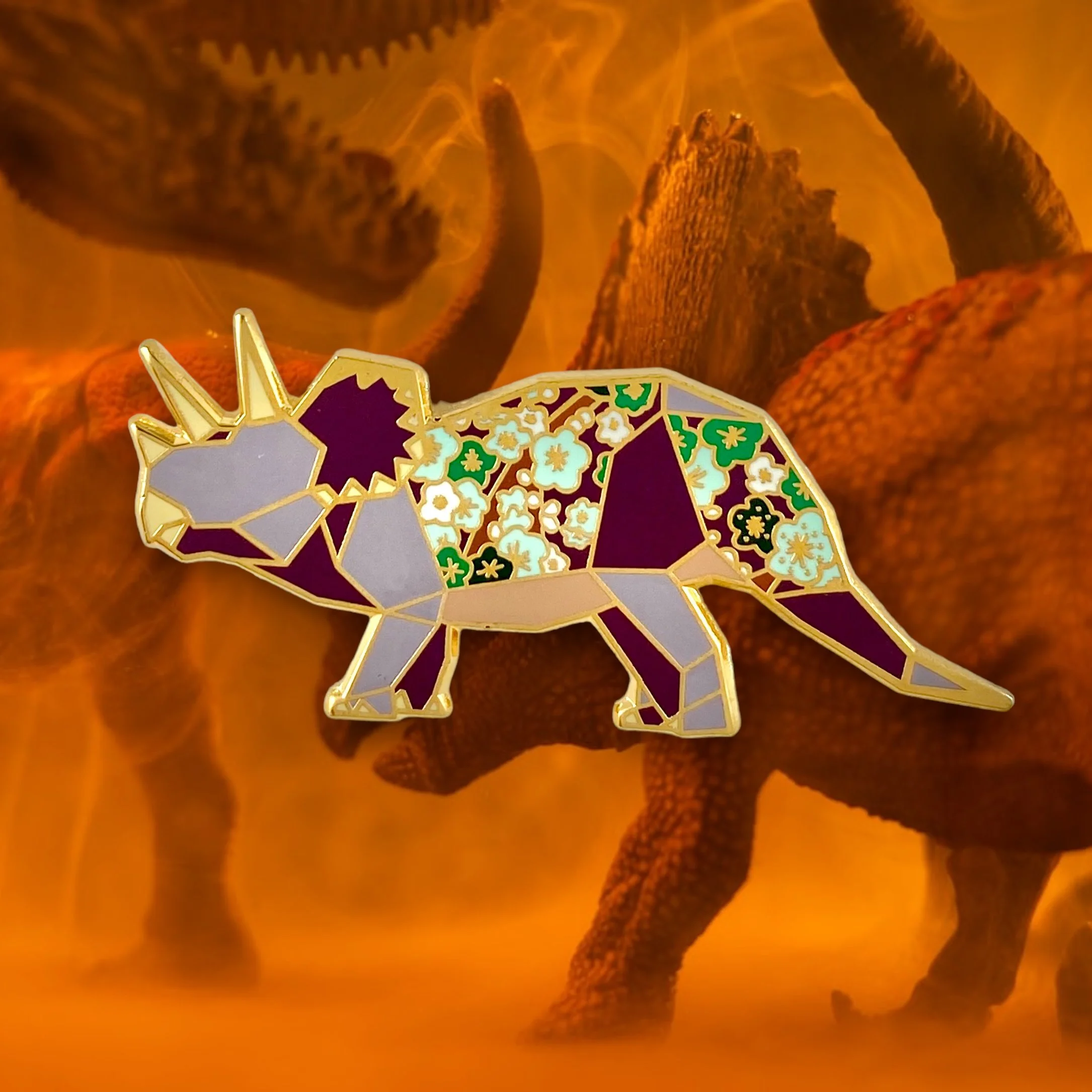 triceratops enamel pin dinosaur gifts