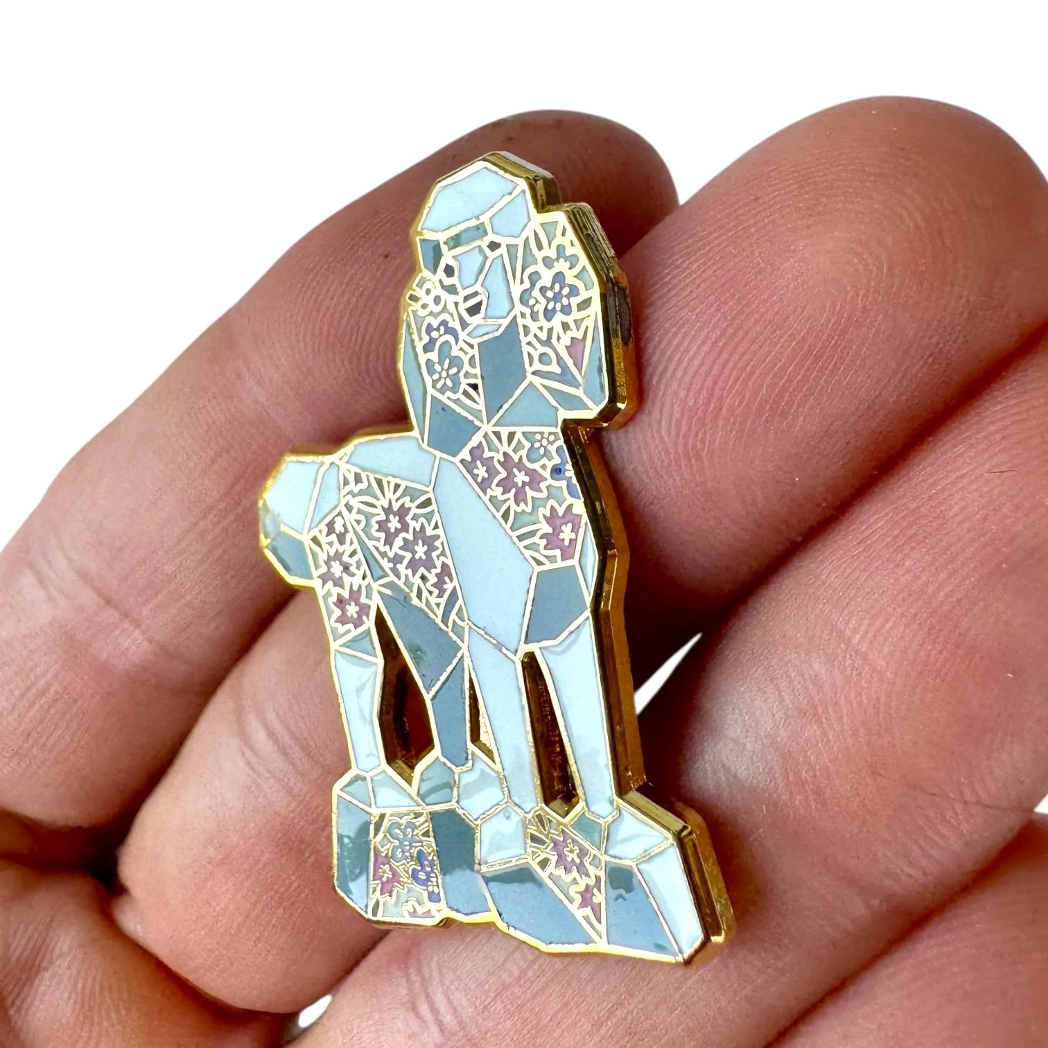 white standard poodle dog enamel pin