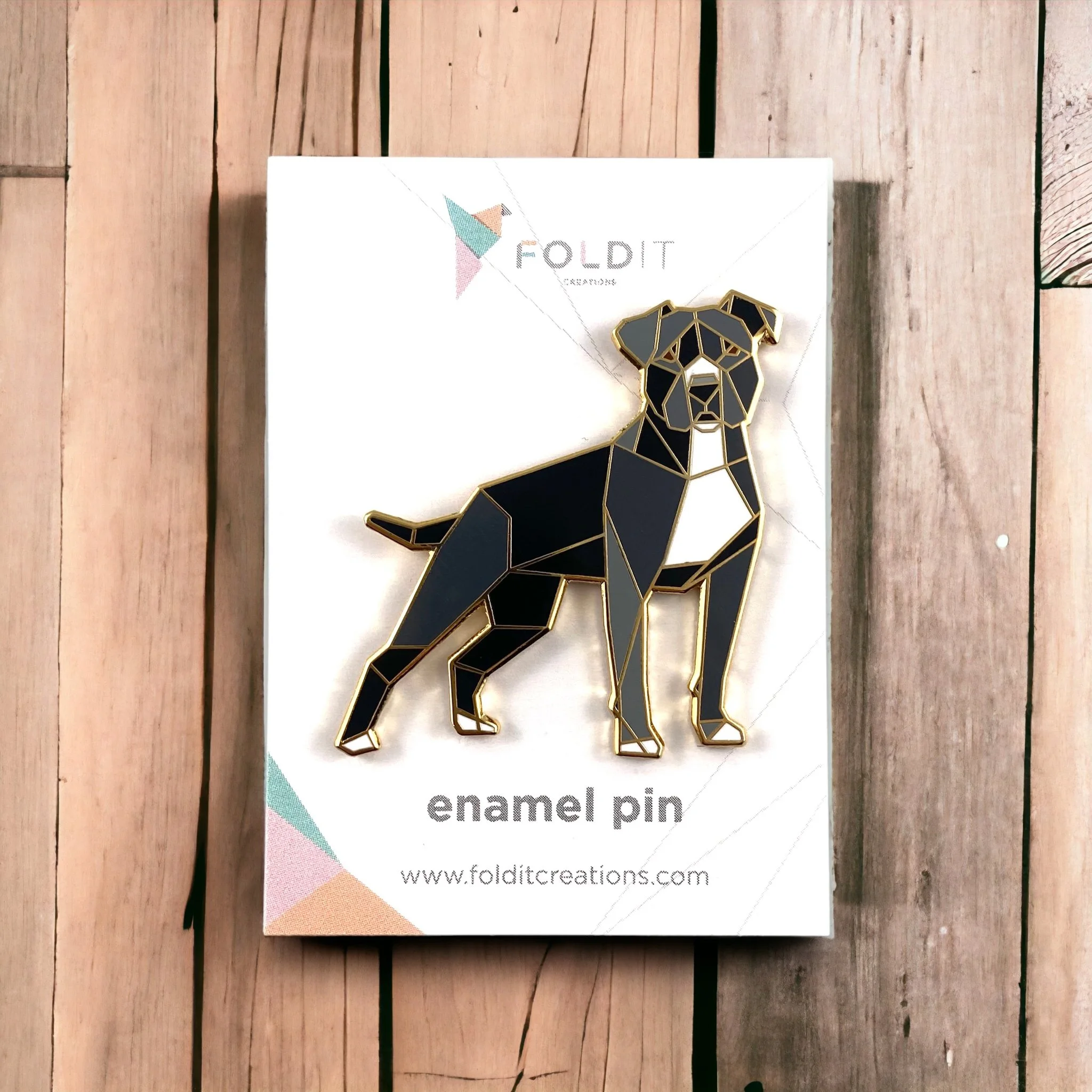 Black American Pit bull Terrier Enamel Pin
