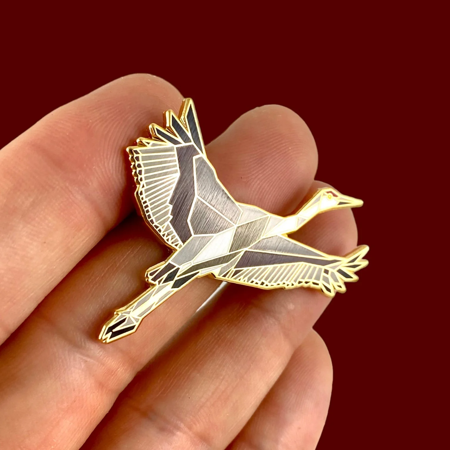 Sandhill crane enamel pin