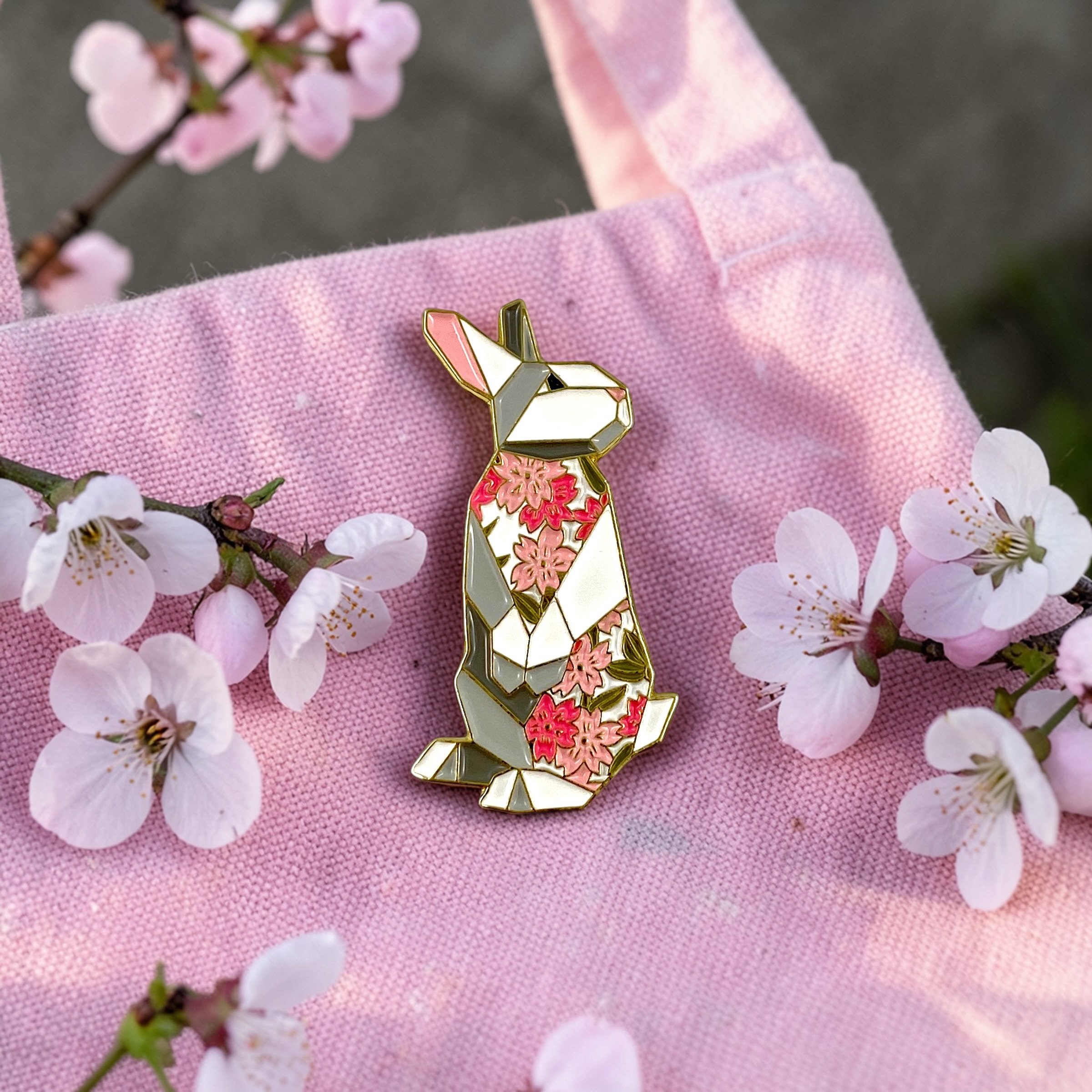 White rabbit enamel pin bunny gift