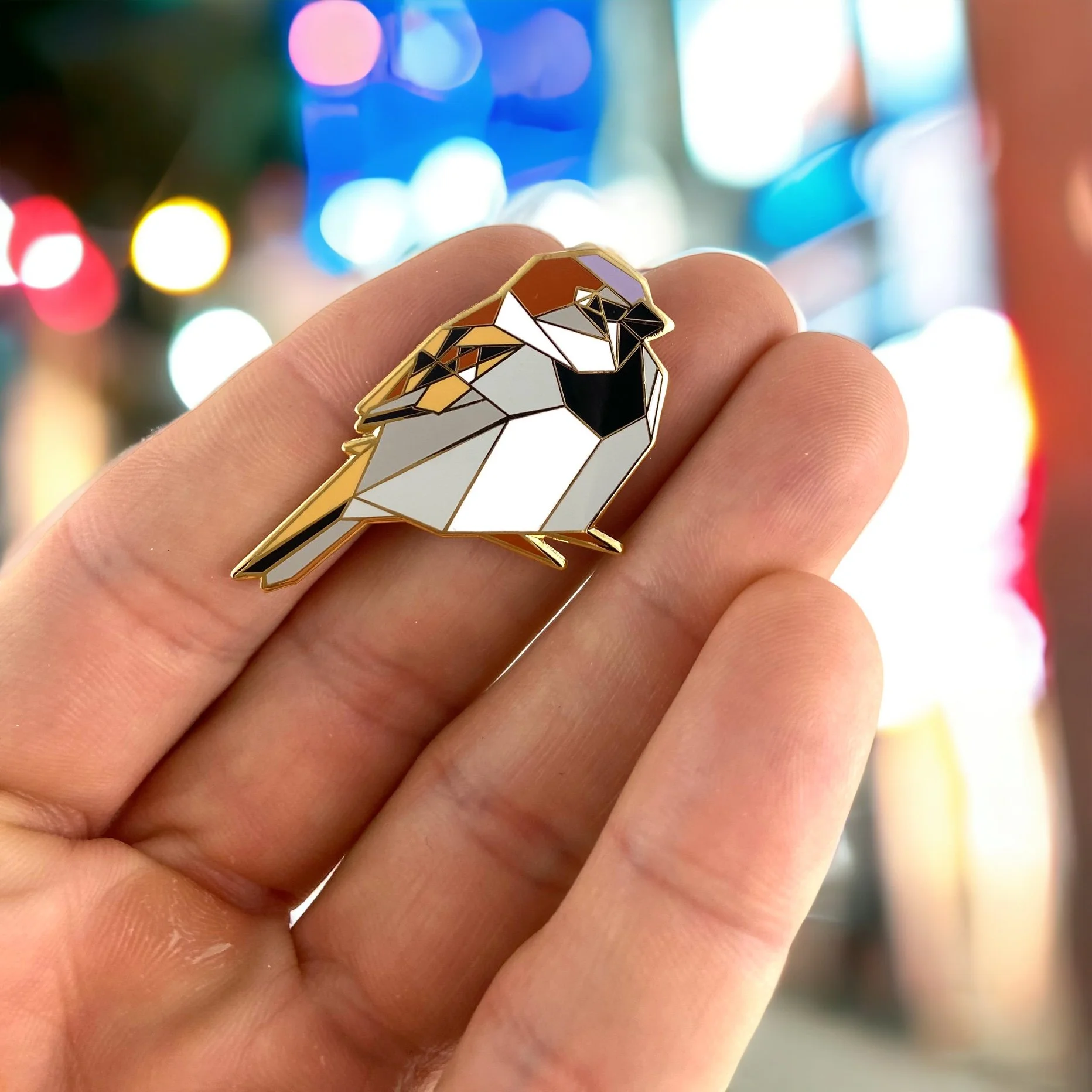 Male Sparrow Enamel Pin