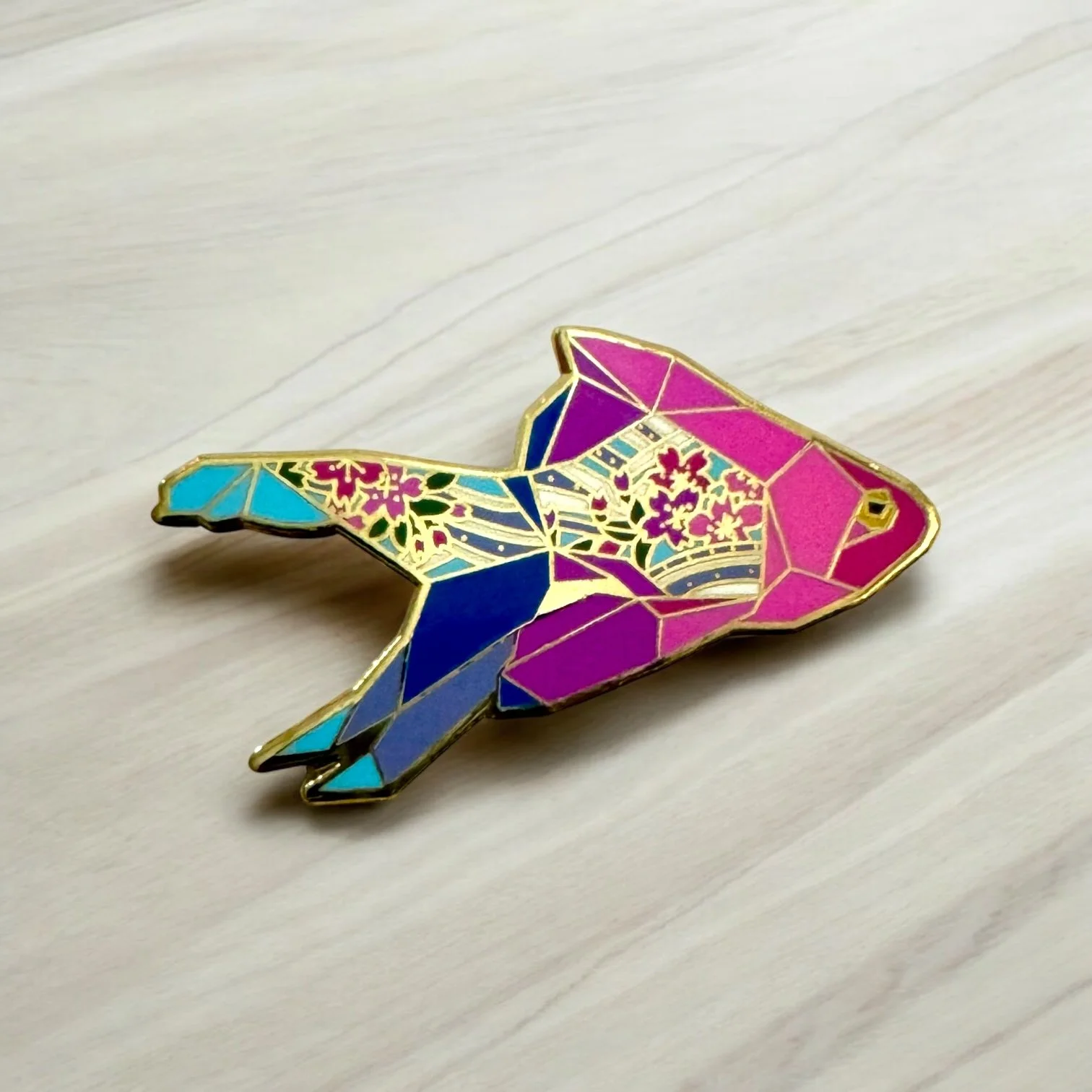 Goldfish hard enamel pin