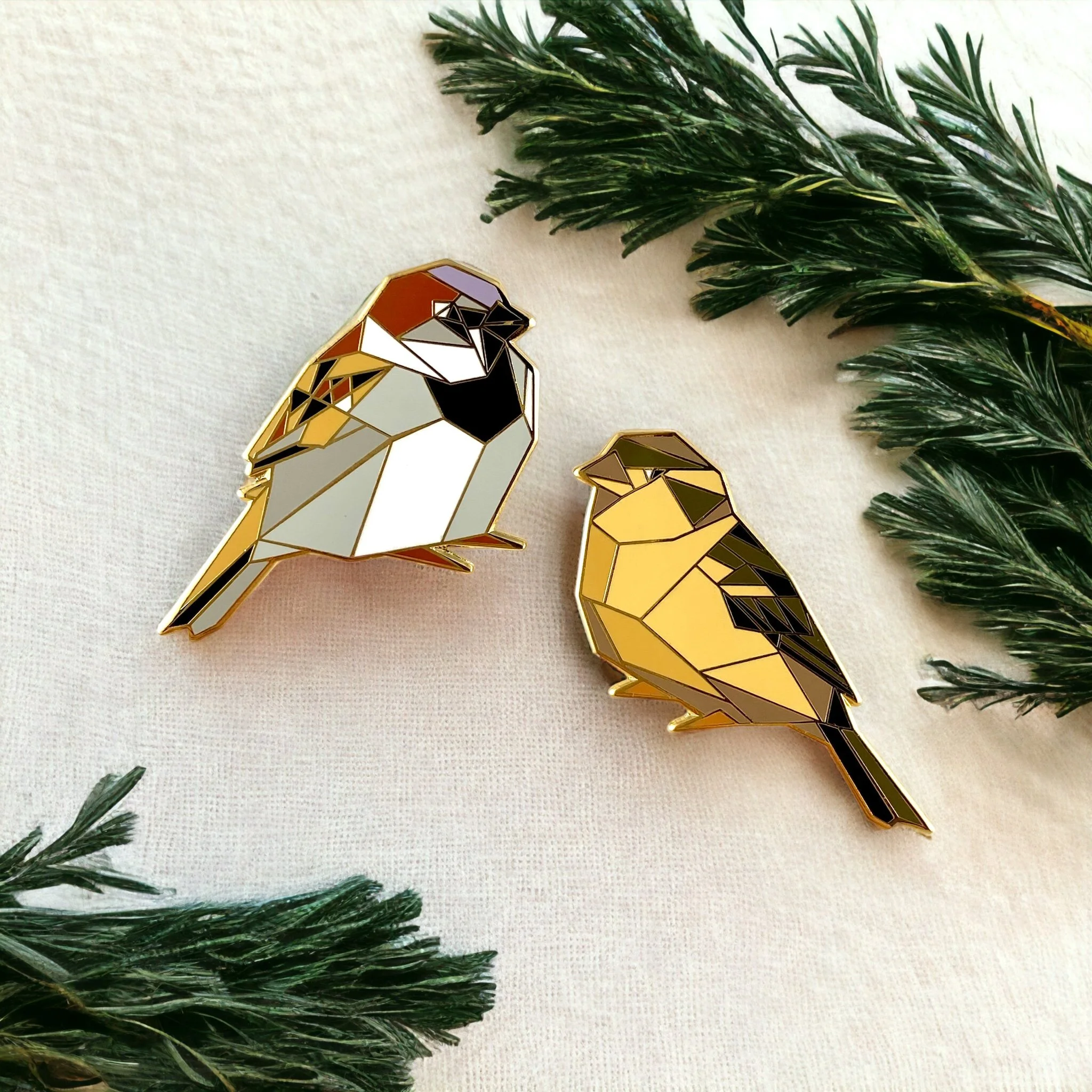 Female House Sparrow Enamel Pin