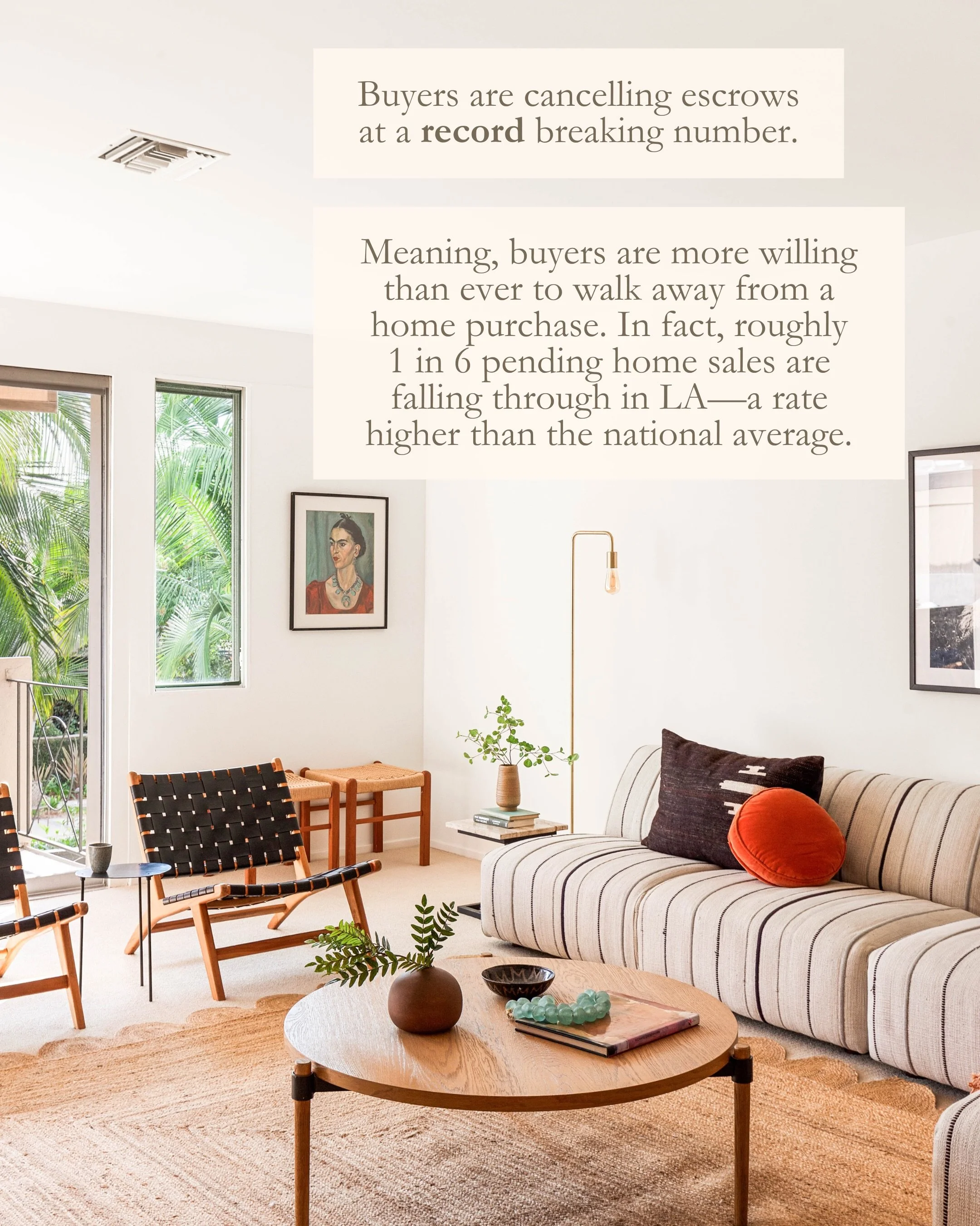 Nearly 1 in 7 home purchase contracts nationwide fell through in September, one of the highest cancellation rates on record, according to Redfin. In Los Angeles, that number was even higher: 16.1%, or roughly 1 in 6 contracts - a nearly historic high