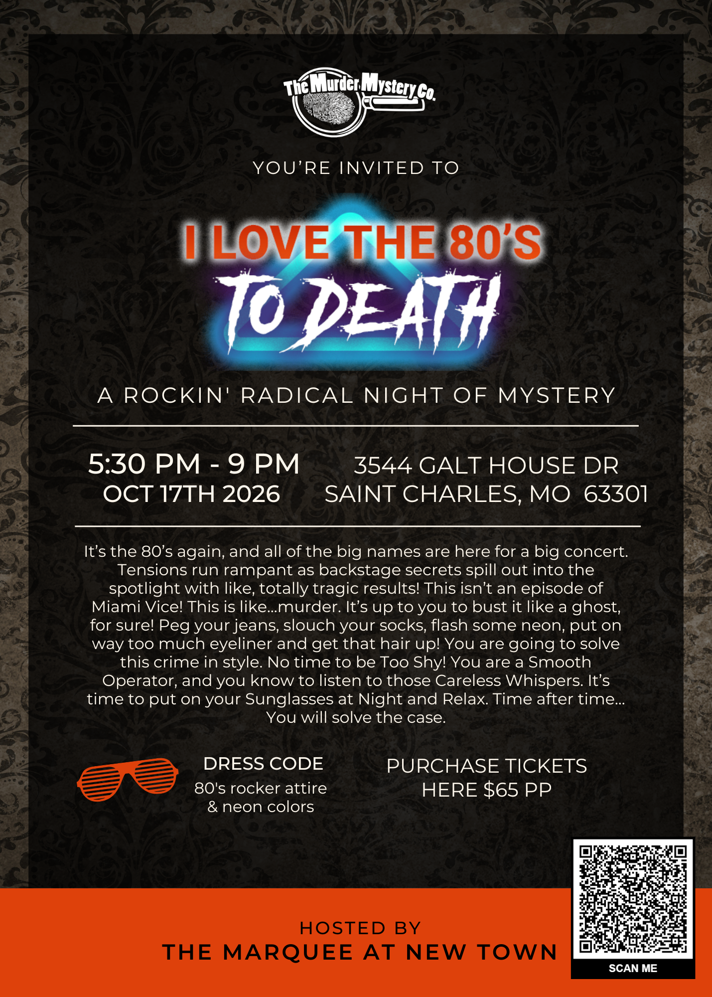 80’s Murder mystery dinner