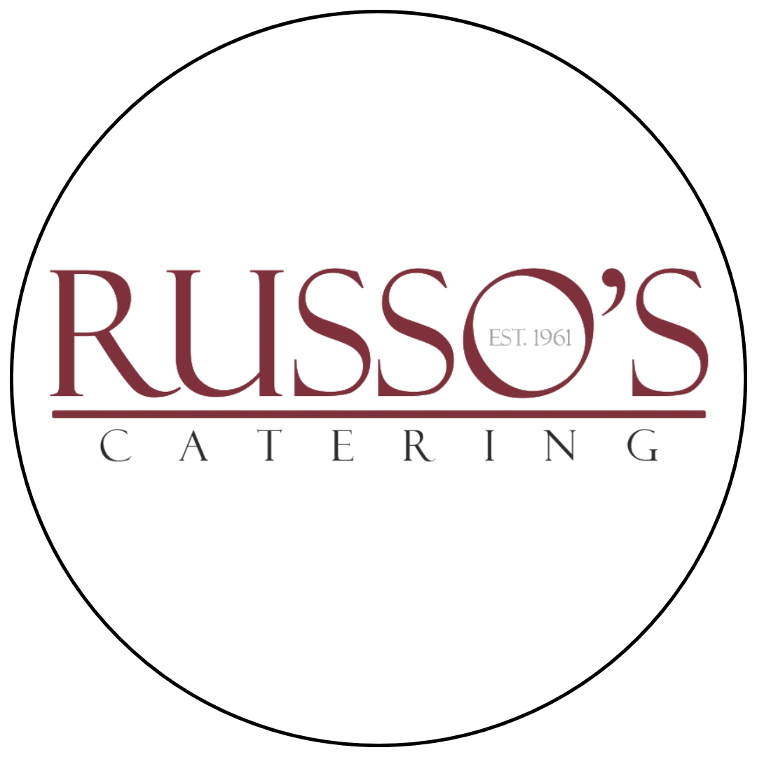 Logo for Russo's Catering with text 'EST. 1961' and a maroon and black color scheme.