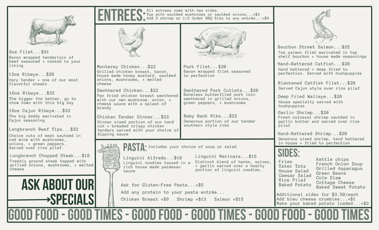 MENUS — LONGBRANCH BAR + GRILL