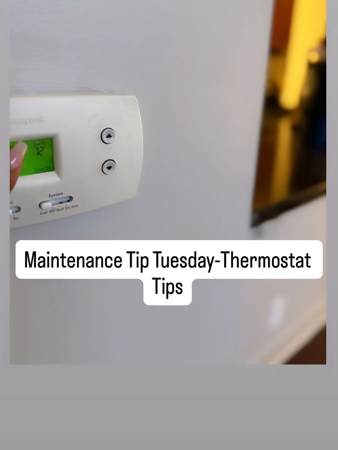 Maintenance Tip Tuesday 🔧

Fall/Winter Thermostat Tips:

Set your thermostat to 68&deg;F (20&deg;C) during the day when you&rsquo;re home and lower it by 7&ndash;10&deg;F (about 4&ndash;6&deg;C) at night or when you&rsquo;re away. This can save up t