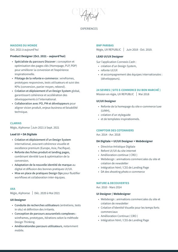 CV Astrid Crepin, Product Designer-Experiences