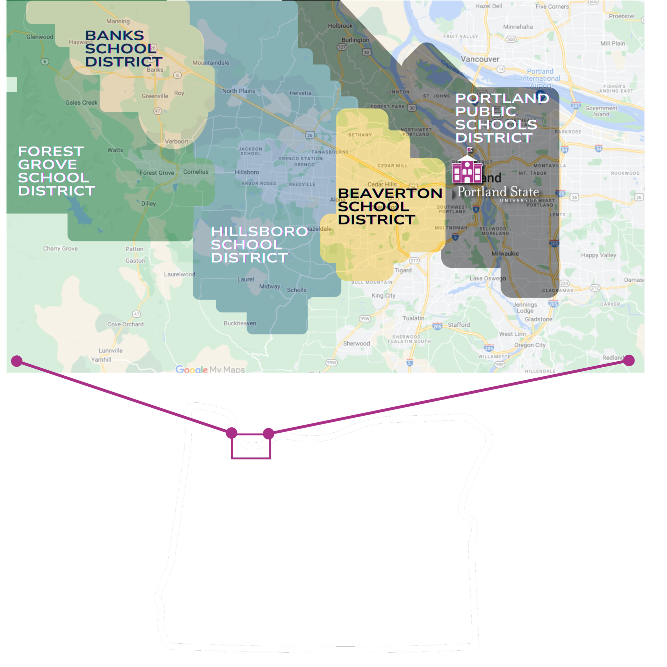Map of school districts PMSP serves