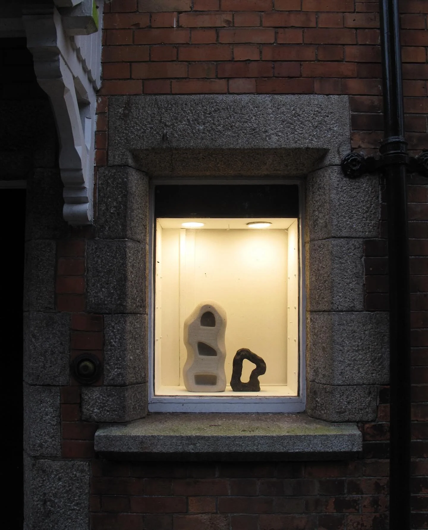 @woodlanewindows 
Block and moving parts.
Concrete + stoneware.