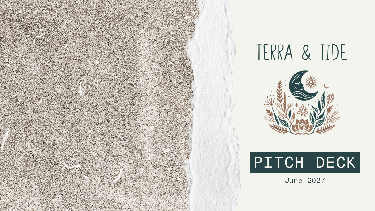 This clean, brand-forward title slide sets the tone for the deck. I introduced natural textures and minimalistic typography to reflect Terra & Tide’s identity: grounded, modern, and mission-led. Even at a glance, this slide signals design polish and