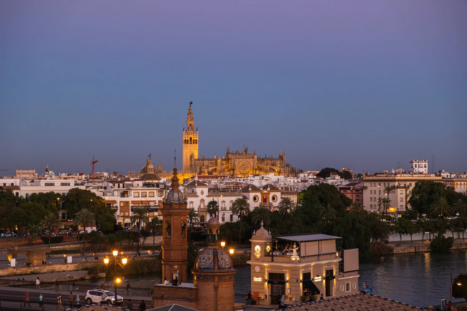 Seville skyline with the Giralda at dusk, Sevilla, Spain - fine art print by Zyan Sachs