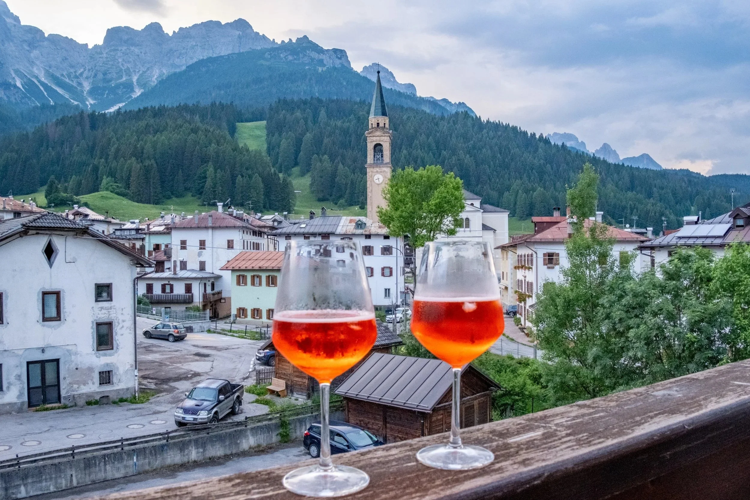 Garden terrace with mountain views at Al Borgo da Agata, Dolomites, Italy - hospitality photography by Zyan Sachs