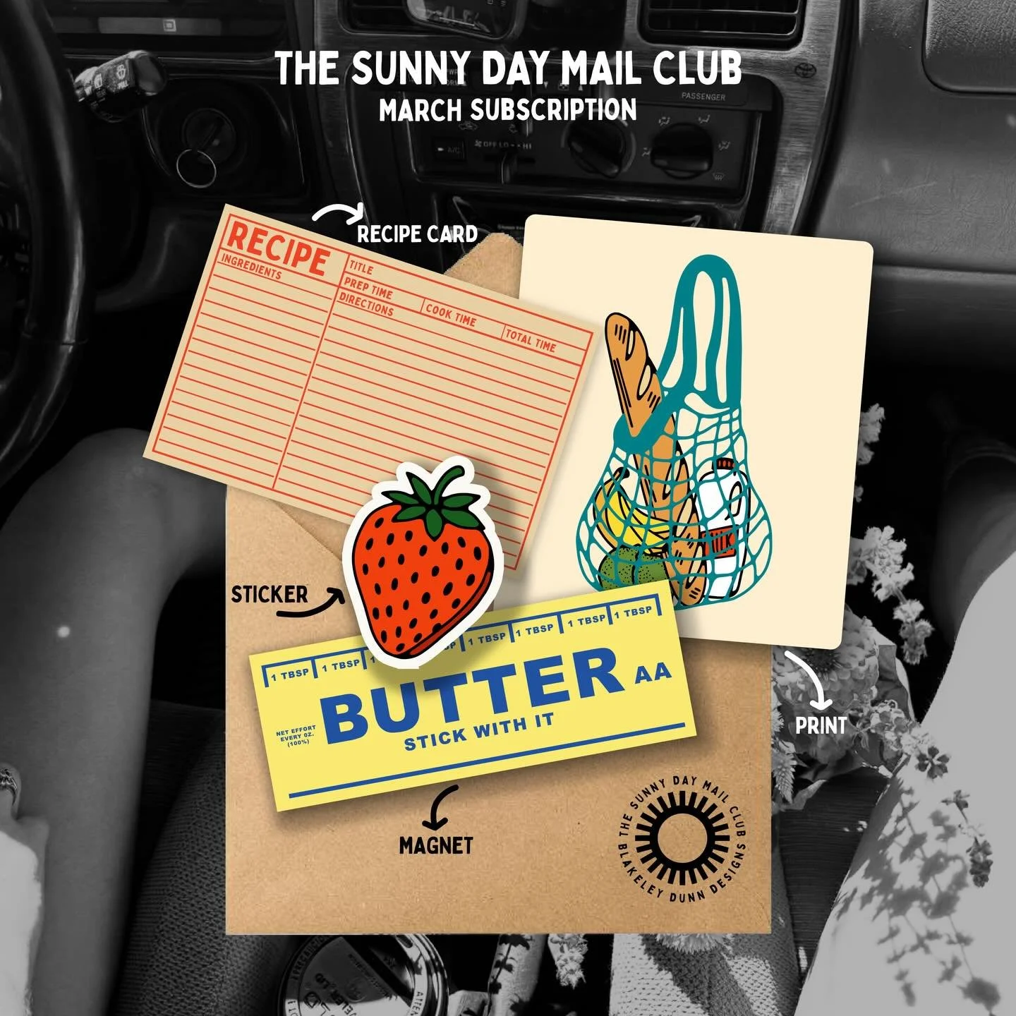 March Sunny Day Mail Club is HERE!

Join the club today! This monthly snail mail subscription is designed to bring a little extra joy to your mailbox.

For February, you&rsquo;ll receive: &bull; A limited-edition print &bull; A recipe card &bull; A s