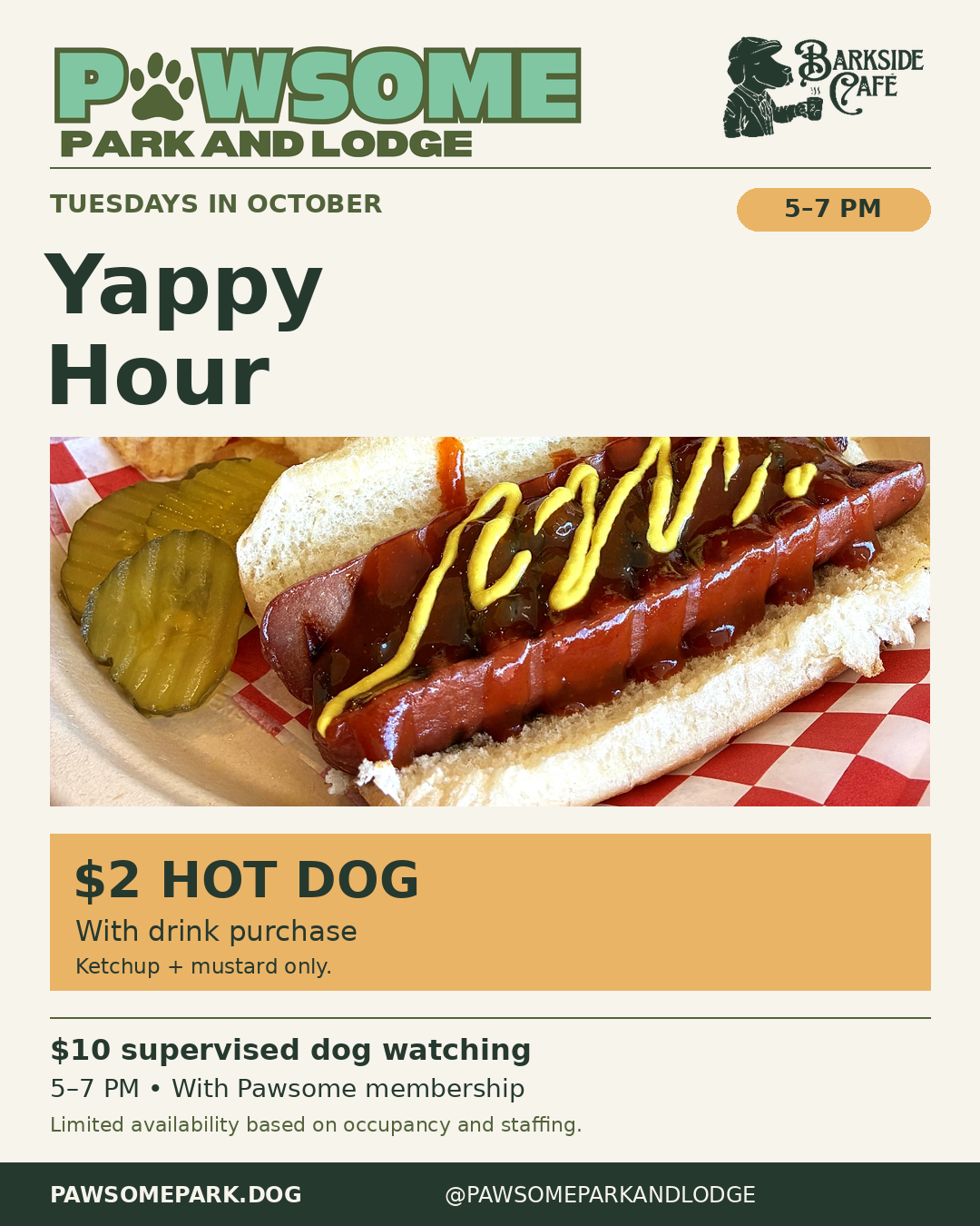 Tuesday Yappy Hour at Barkside Cafe