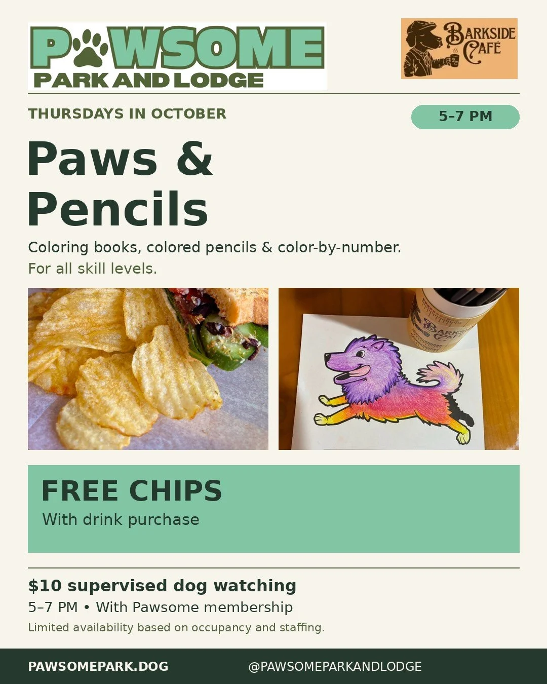 Paws & Pencils Thursdays at Barkside Cafe