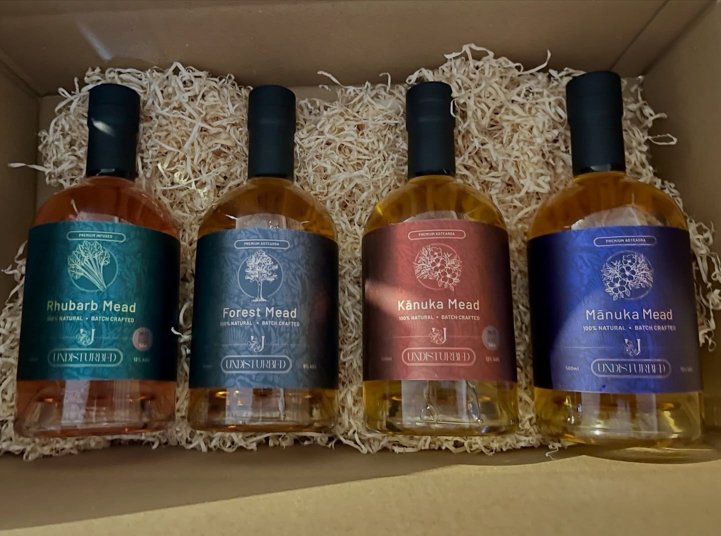 A popular web order - our core range as a set.

Mānuka Mead, Kānuka Mead, and Forest Mead are some of the only single-origin meads in New Zealand. None of them add additional flavours or fruits, or mix honey varieties. Each is made from a single ingr
