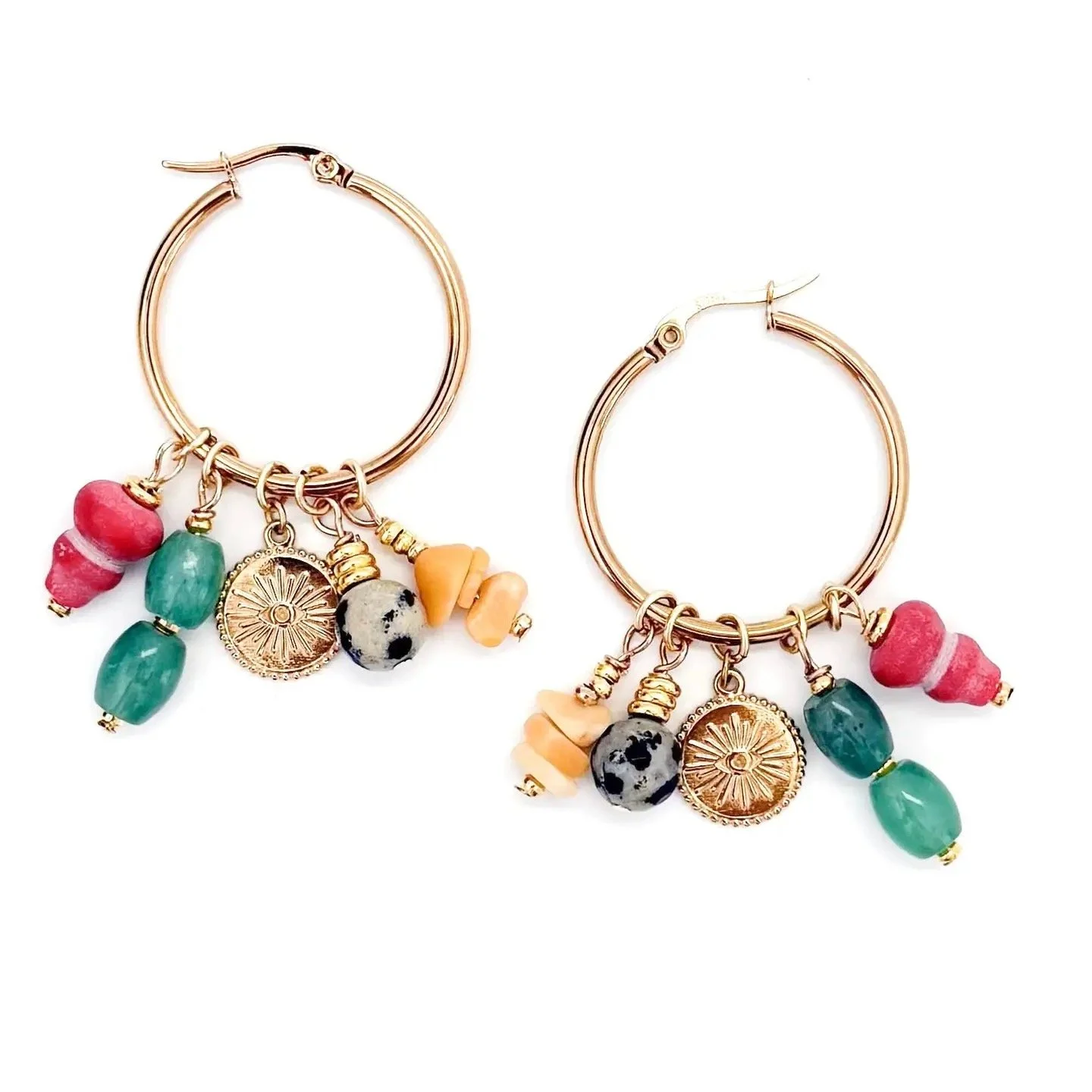 Eden Multi Colored Charm Hoops