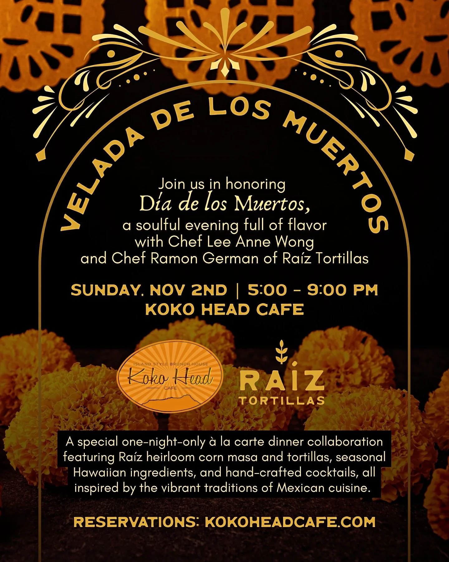 Honored to be cooking alongside chef @leeannewong and the @kokoheadcafe team this Día de los Muertos! 
This Sunday, November 2, reservations available from 5-9pm at Koko Head Cafe in Kaimuki
We’re super excited about this special menu