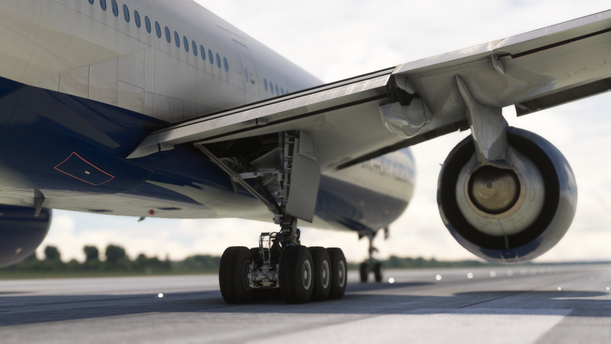  Emphasizing the 777's massive landing gear 