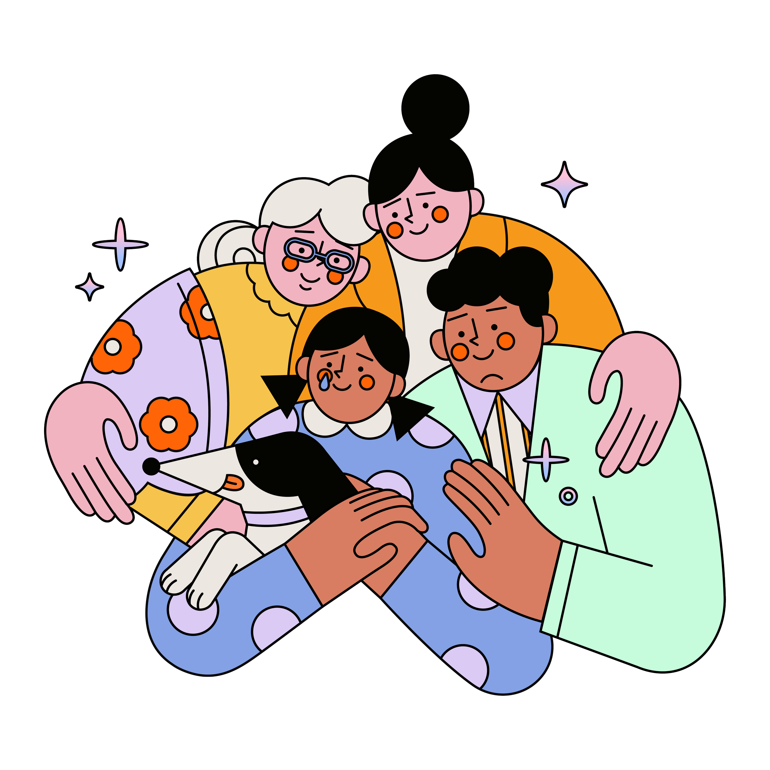 Illustration of a woman with black hair and glasses watching a youtube video for inspiration.