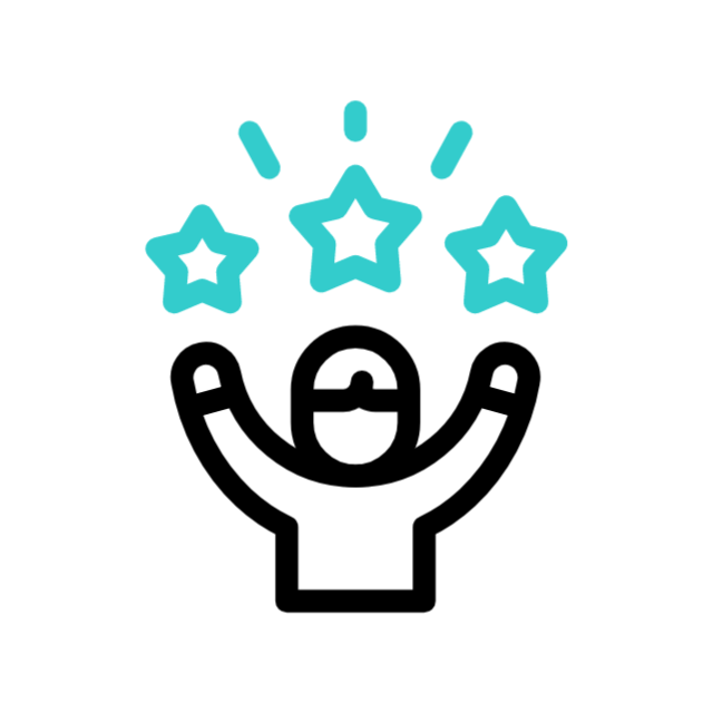 Illustration of a handshake, an okay symbol, and a hand writing in three comic style boxes to represent empowerment and success.