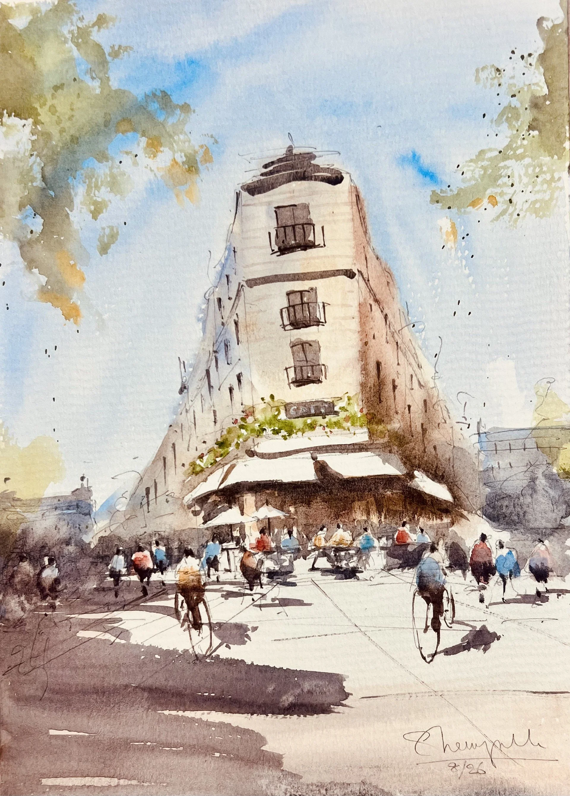 THIRD PRIZE
Shanoprasad Kunjappan
Parisian Cnr Cafe
Comments: I like the simple styling of this painting and it’s perspective pulled me in.
