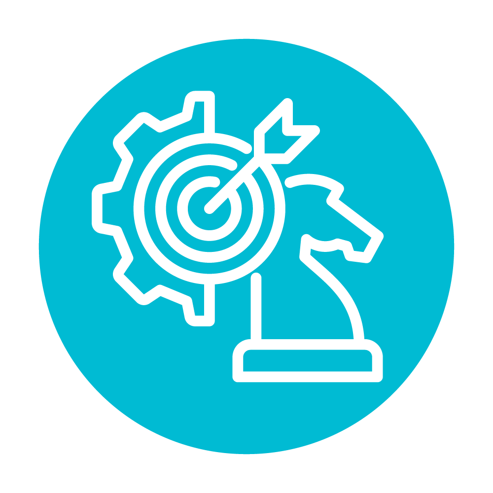 A horse chess piece with a arrow inside of a target - Strategy Support Icon