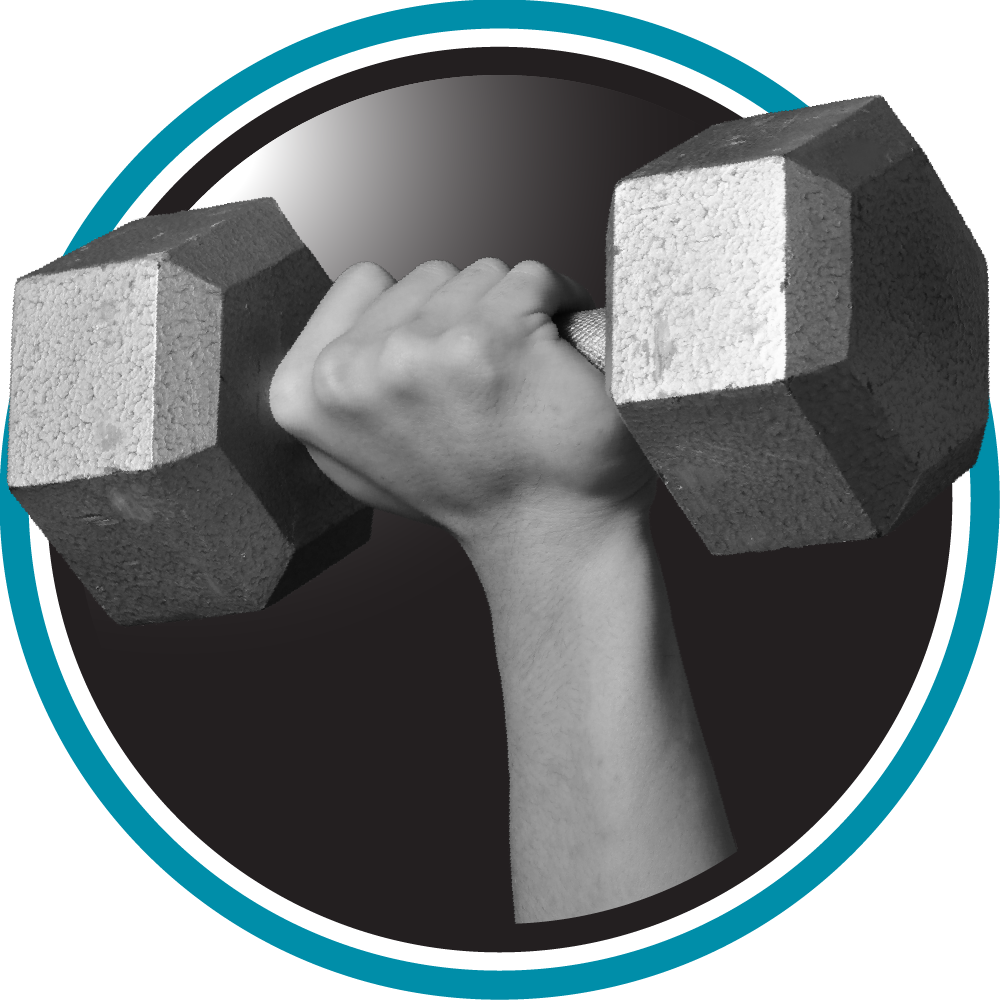 Close-up of a hand lifting a barbell high into the air