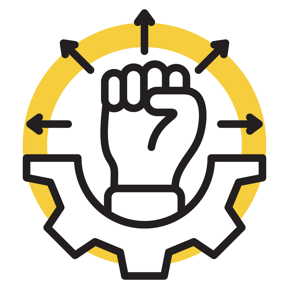 Fist emitting arrows in strength - Strong Workplace Culture Icon