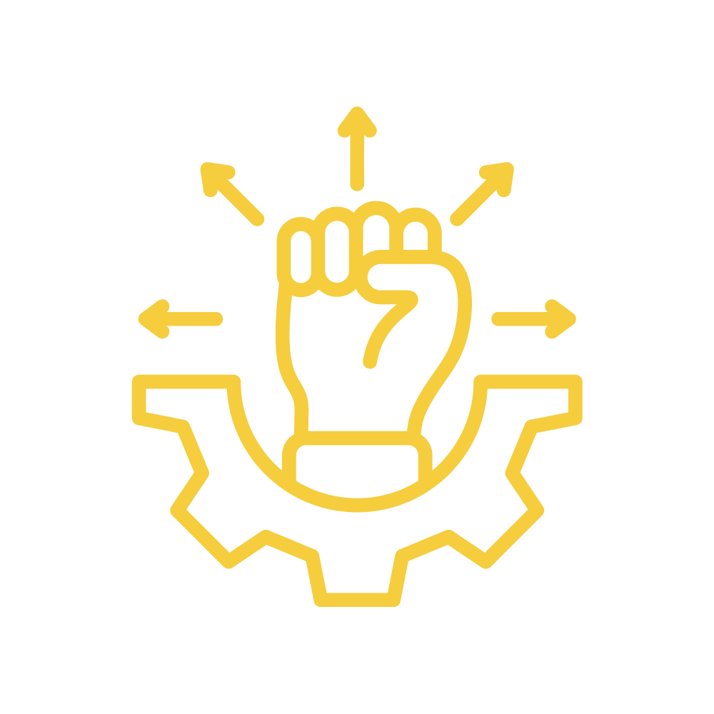 Fist emitting arrows in strength - Strong Workplace Culture Icon