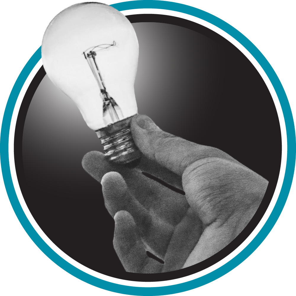 Hand holding a lightbulb