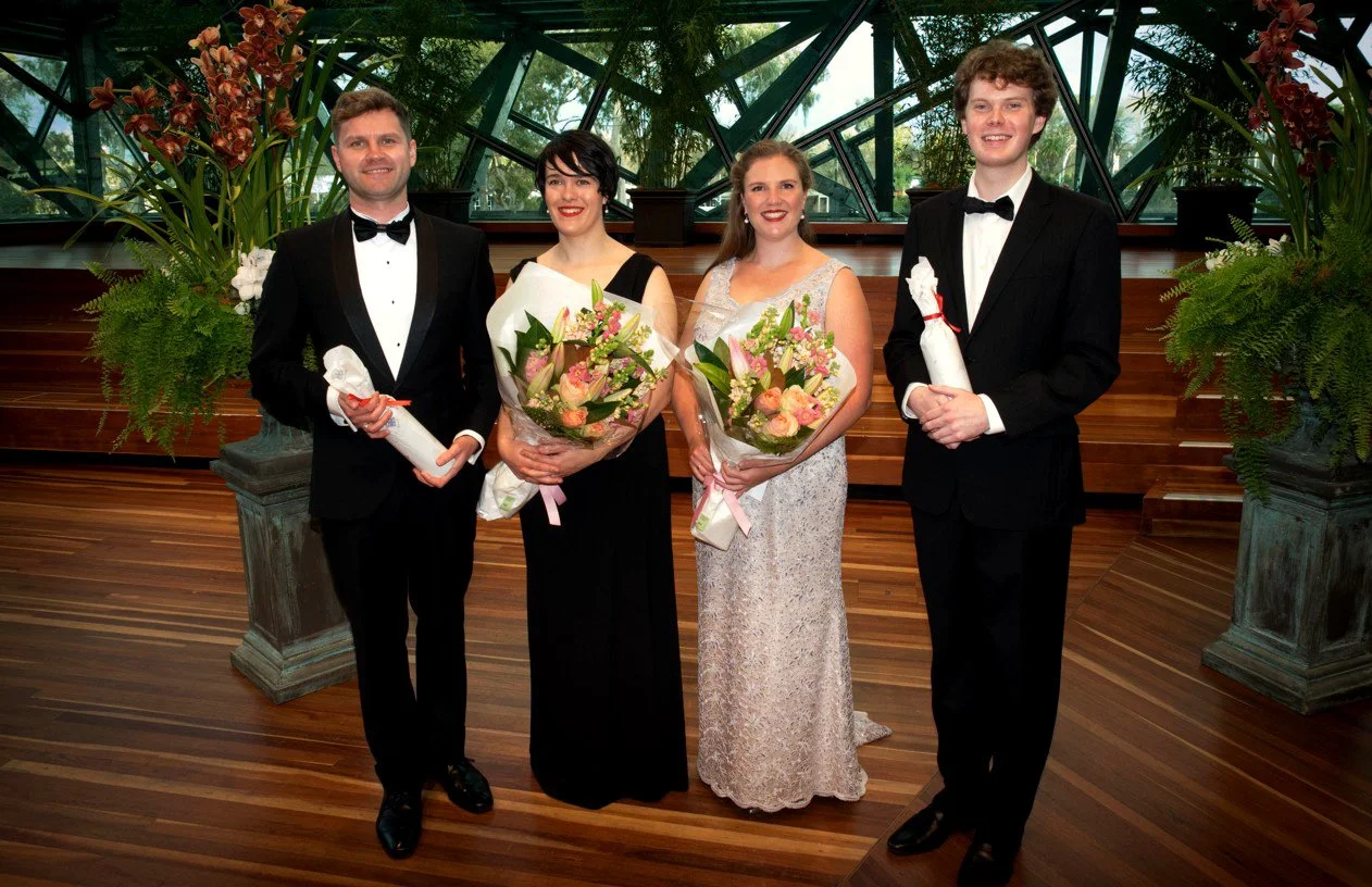 Joel Scott (Right) receives the MTO German-Australian Opera Grant at Deakin Edge, Federation Square, Melbourne