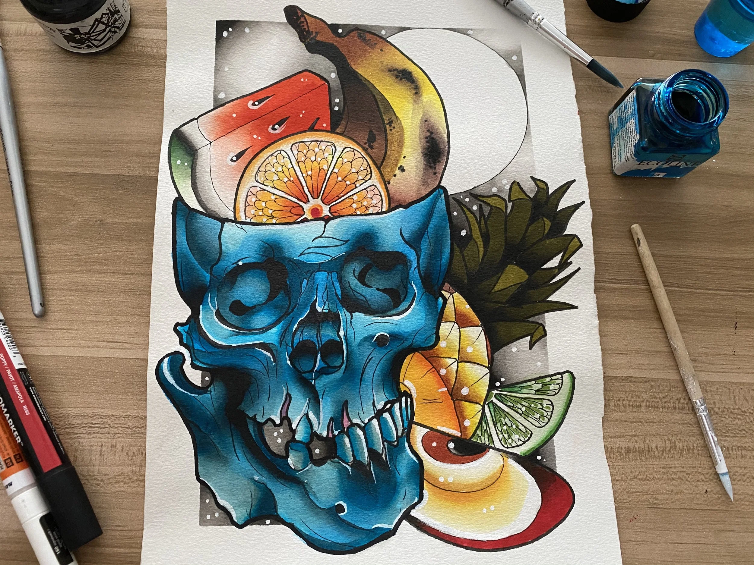 Brisbane Illustrator design work fruit skull.jpeg