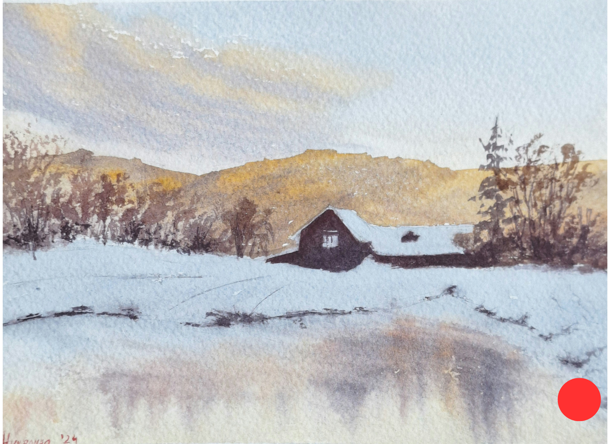 No2. "Зимен залез", 14х19см, продадена