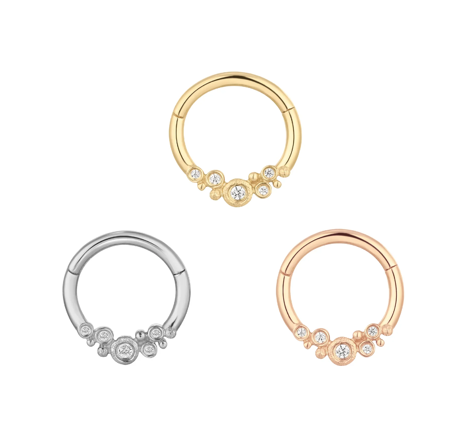 Buddha - Effervescent Cz - 14k Gold - Hoop