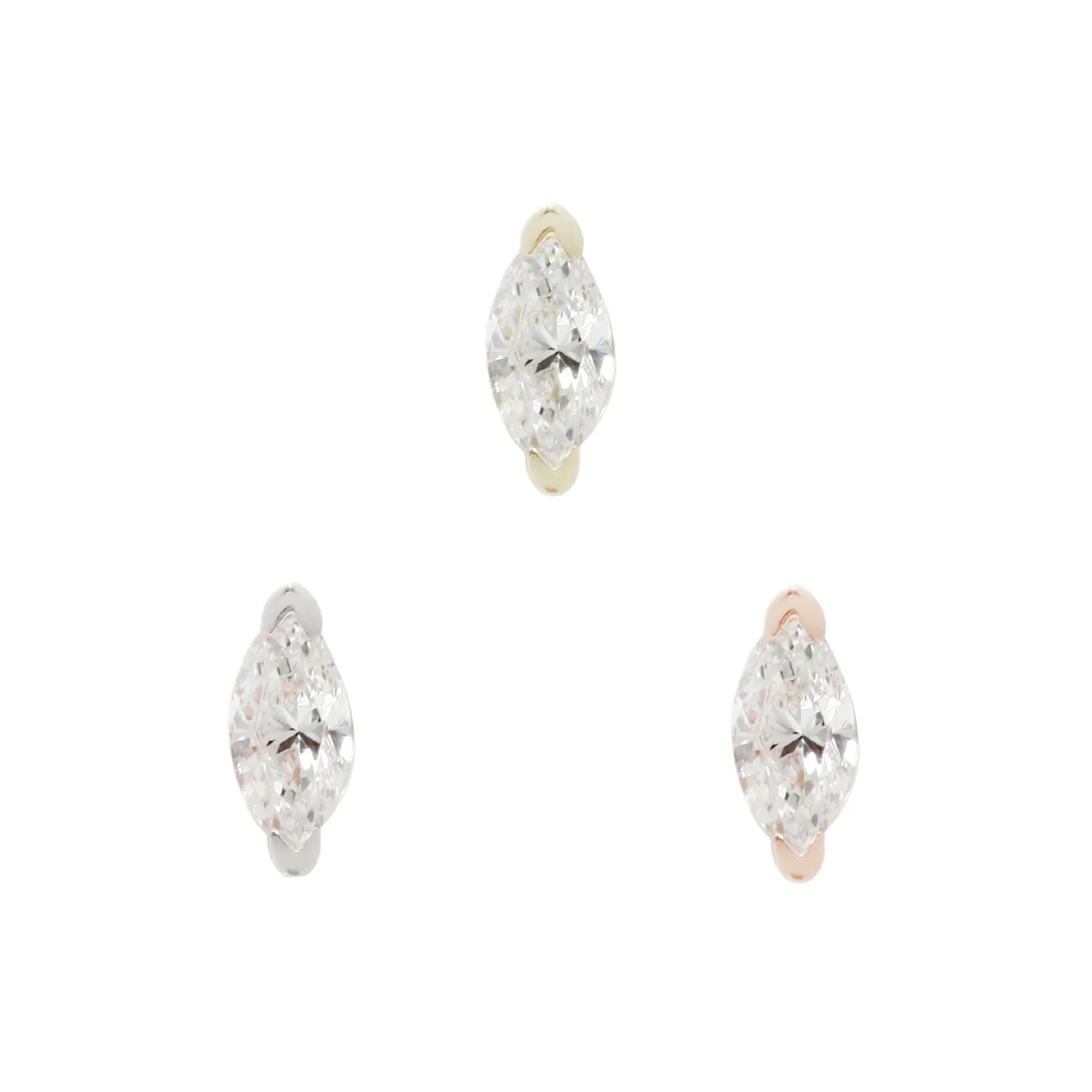 Buddha - Zuri Marquise - 14k Gold - Threadless Flat-back