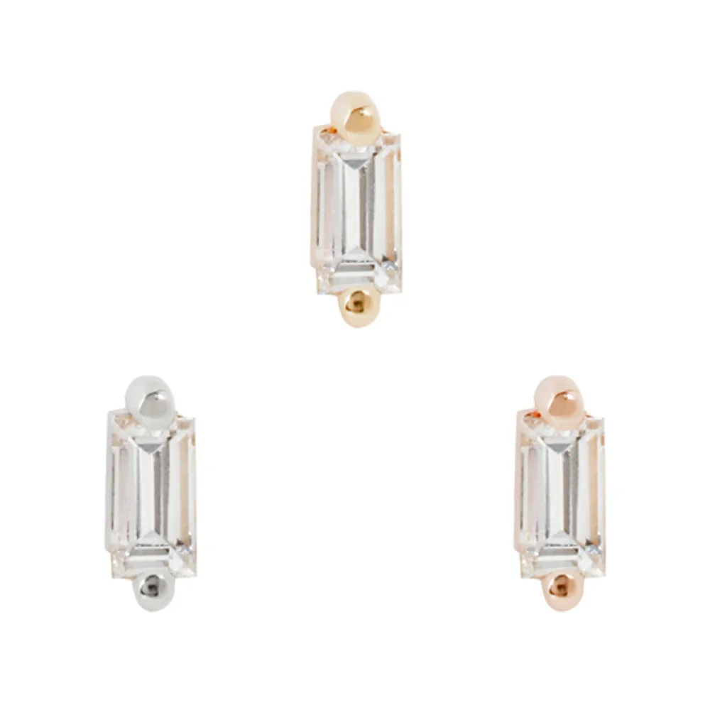 Buddha - Paris White Topaz - 14k Gold - Threadless Flat-back