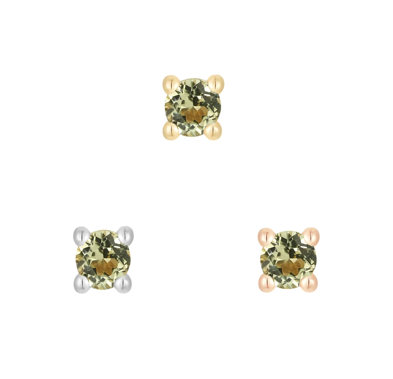 Buddha - Peridot Prong - 14k Gold - Threadless Flat-back