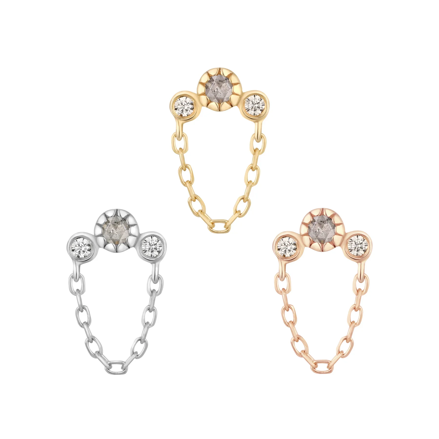 Buddha - Halston Grey Diamond - 14k Gold - Threadless Flat-back